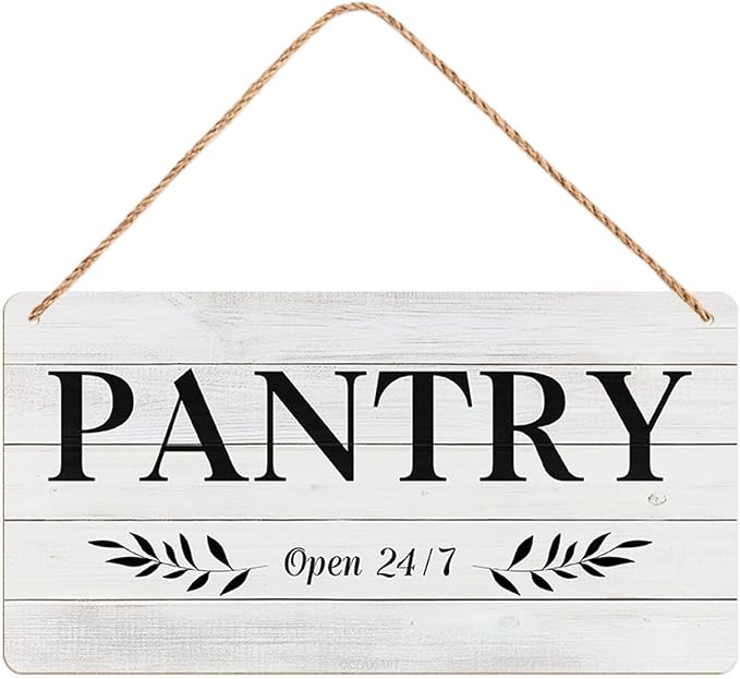 Pantry Sign Rustic Wall Art Print Wooden Signs Funny Home Decor Vintage Poster Retro Hanging Plaque for Farmhouse Kitchen Cafe Bar Grocery Coffee Corner 10x5 Inch (Simple Gray White Wood Grain) by ArtSignsHomeDecor
