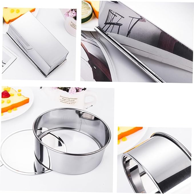 SHOWERORO 3pcs Stainless Steel Cake Mold Round Rectangle Molds for Baking Diy Chocolate Making Kitchen Bakeware for Home Use for Small Cakes Muffins - Image 8
