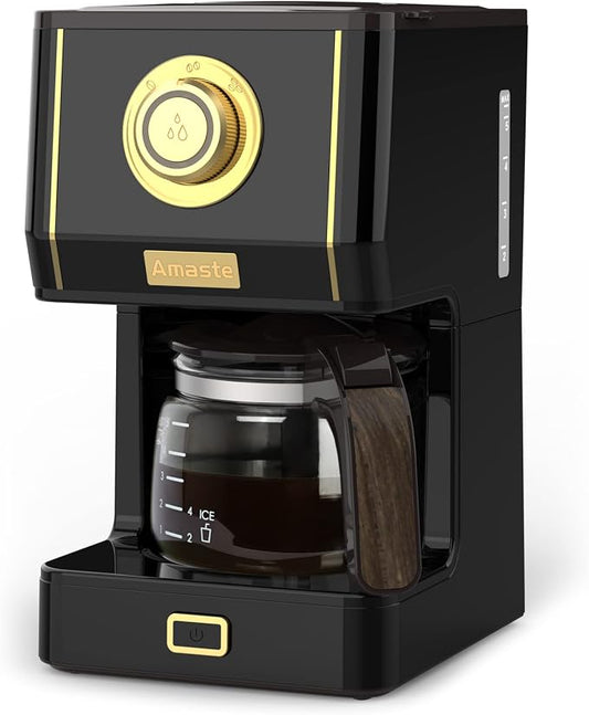 Amaste Coffee Maker, 25 Oz Drip Retro Style Coffee Machine with Glass Coffee Pot with Reusable Coffee Filter & Three Brewing Modes, Warming Plate, CM 1003AE-Black by Amaste