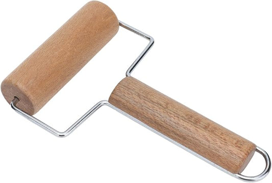 Rolling Pin, Beech Wood and Stainless Steel Dough Roller, Smooth Polished Surface, 160g Pastry Tool for Pizza Cake Bread Cookie Baking Home Kitchen Bakers by Unknown