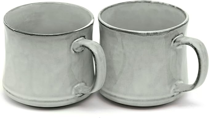 KooK Glazed Coffee Mugs, Ceramic, Microwave & Dishwasher Safe, 13 oz, Java/Slate Circled, Set of 2 - Image 4