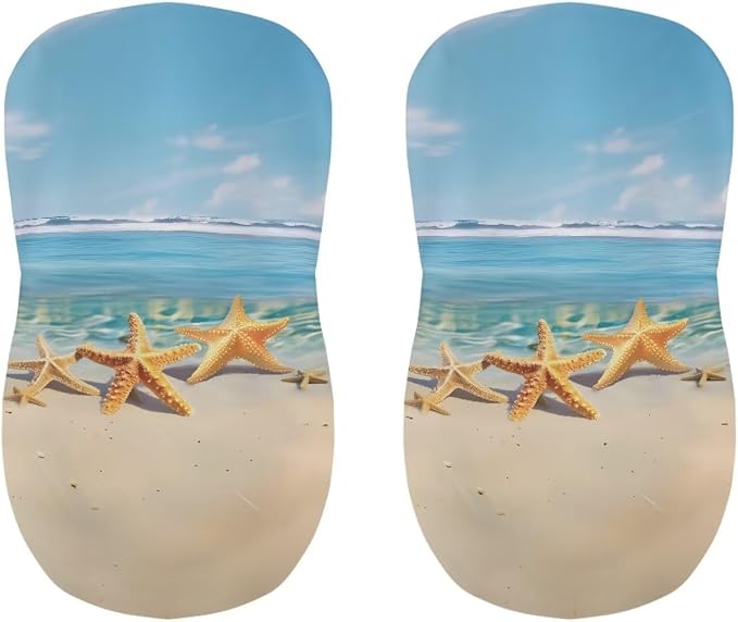 Starfish Bar Stool Covers, 2 Pcs Bar Stool Covers with Backs Washable Soft Decorative Dining Chair Covers for Dining Room Cafe Kitchen - Image 4