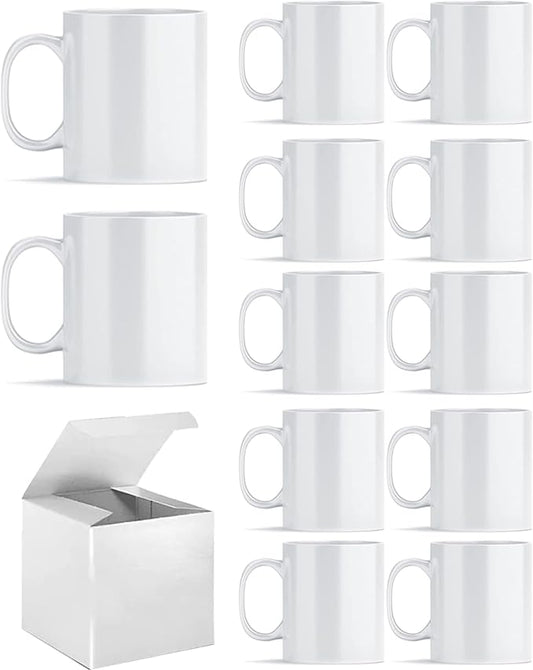 ABBSH Sublimation Mugs, Sublimation White Coffee Mugs Tazas Para Sublimacion Blank 11 OZ With Box for for Coffee, Soup, Tea, Milk, Latte, Hot Cocoa Set of 12 by ABBSH