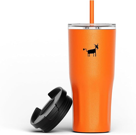 CHEERFUL GOAT Ceramic Lined Coffee Travel Mug – Stainless Steel Travel Coffee Tumbler with Ceramic Liner, with lid, 21 OZ Cup for Hot and Cold Water Coffee at Home, Office, or On the Go (Orange) by CheerfulGoat