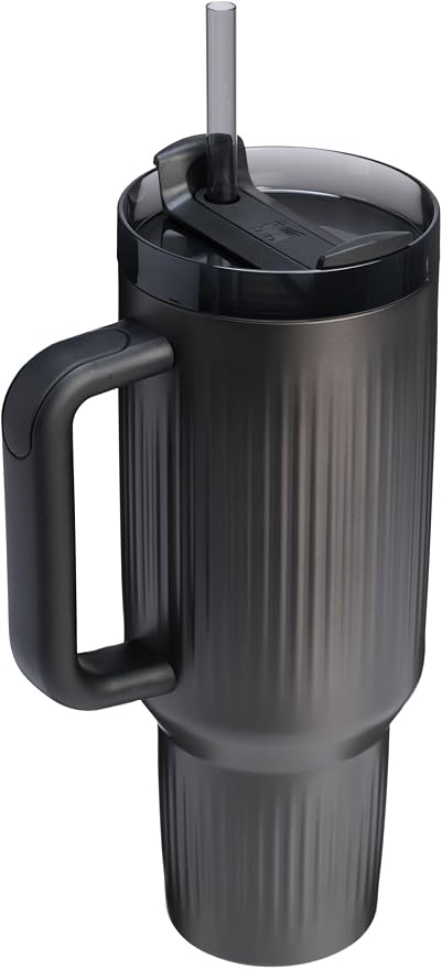STANLEY Quencher H2.0 Tumbler with Handle and Straw 40 oz | Flowstate 3-Position Lid | Cup Holder Compatible for Travel | Insulated Stainless Steel Cup | BPA-Free | Fluted Black - Image 3