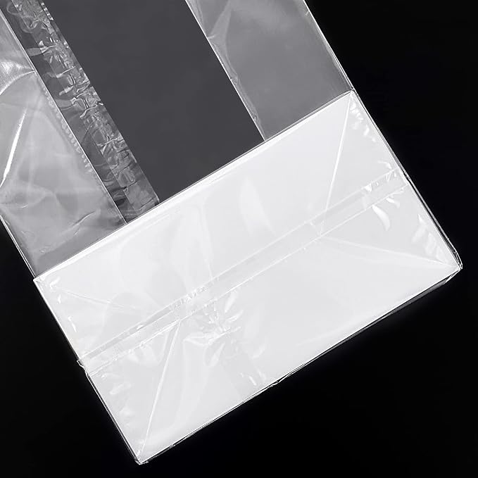Morepack Gusseted Flat Bottom Cellophane Bags 7x4x14 Inch 50Pcs | with Paper Insert - Image 3