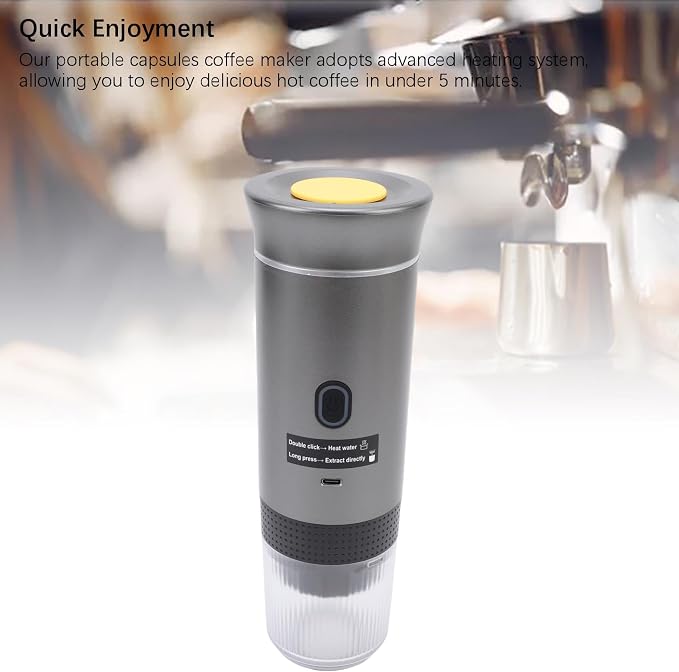 LICAEVEY Portable Capsules Coffee Maker, 72W Automatic Coffee Machine, Ground Maker for Travel Home, 120ML Cup Full Outdoor (Gray) - Image 5