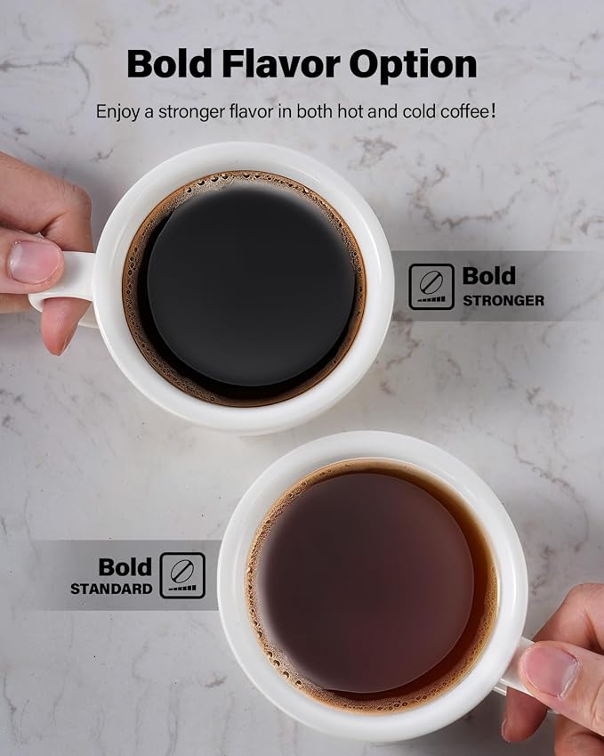 K Cup Coffee Maker, Single Serve Hot & Iced for K-Cup & Grounds | 52oz Removable Reservoir, Single Cup Coffee Maker with Bold Setting, 6-14oz Brew Sizes, Reusable Filter, Compact Design, Gray - Image 4