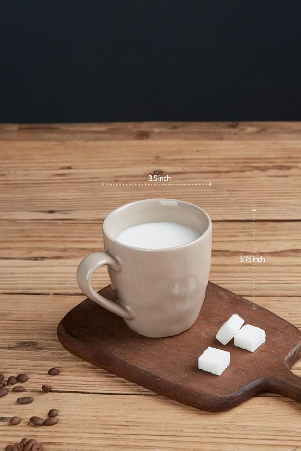 famiware Mars 4 Pieces Coffee Mug, 14oz Tea Mug, Catering Mugs with Handle for Coffee, Tea, Cocoa, Milk, Cinnamon Brown - Image 2