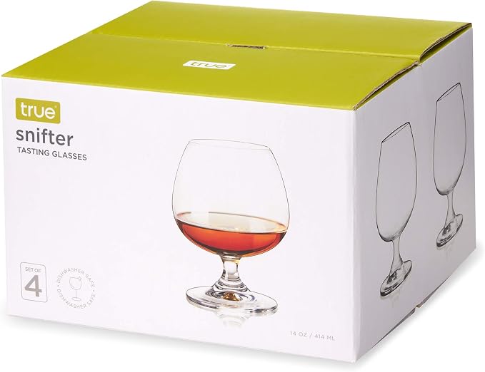 True Brandy Bourbon Whiskey Cognac Scotch Drinking Glasses, Superb Lead-Free Crystal Snifter Glass for Cocktail Party Dishwasher Safe, 14 oz, Set of 4 - Image 8