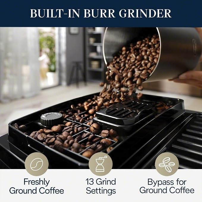 De'Longhi Magnifica Start Automatic Espresso Machine, Milk Frother, Black | #1 Worldwide Espresso Machine Maker, 5 One-Touch Recipes, Frother, Built-In Grinder, Easy to Clean - Image 4