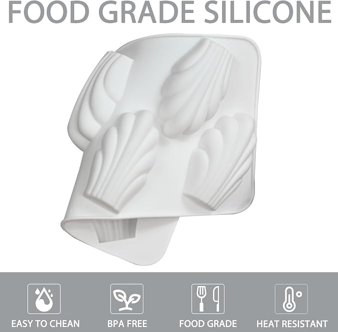Silicone Madeleine Mold Pan Set of 2, Shell Shape Baking | 8-Cavity per Mold, 22.3 x 11.8 cm, Non-Stick Surface, For Chocolate & Cookies, Flexible Release - Image 9