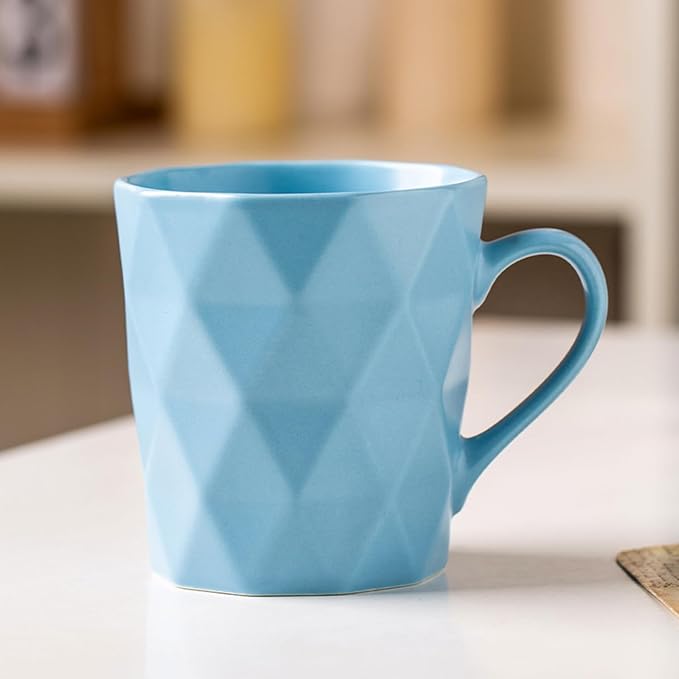 11 Ounce Porcelain Mugs, Set of 6, Tea and Cocoa Mug Set, Blue, Matte - Image 2