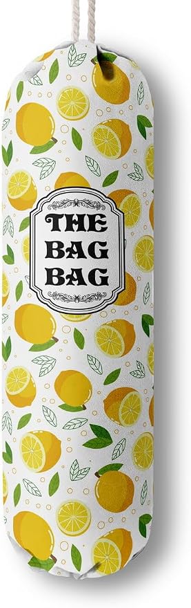 The Bag Grocery Holder, Lemon Organizer for Shopping Bags, Wall Mount Plastic Storage Container Dispenser, Kitchen Gifts for Women Family Friends Grandma Mom (C-2) by HiLus