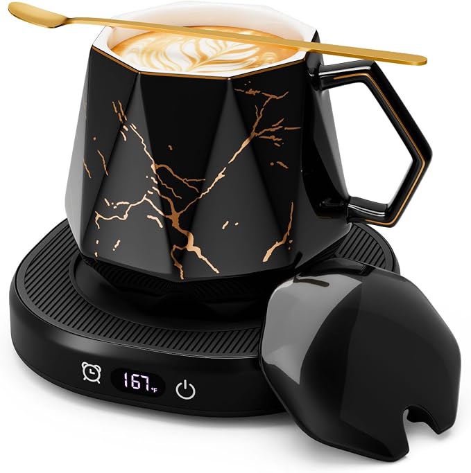 Coffee Mug Warmer Set Electric Heated Beverage Tea Cup Warmer for Desk | Awesome Mug Warmer Set Coffee Accessories, 4 Temperature Control, 8 Hours Auto Shut Off, Office Men Christmas Birthday Gift by SmartTool%E2%80%A2BetterLife