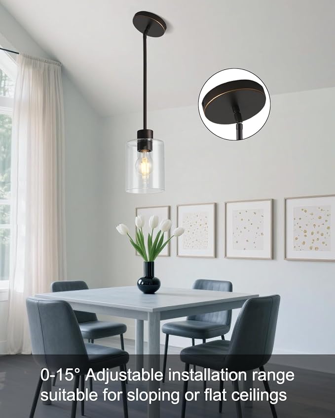 Brown and Gold Pendant Lights Kitchen Island - Clear Glass Pendant Light Fixture Multiple Stems Rods 3 Units 12 Inch 3 Units 4 Inch (1 Pack Brown and Gold Downrod) - Image 8