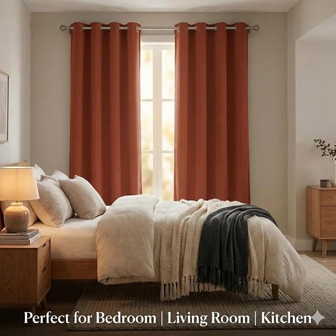 Urban Villa Cotton Grommet Curtains 52x96 (2 Panels) Orange - Image 3
