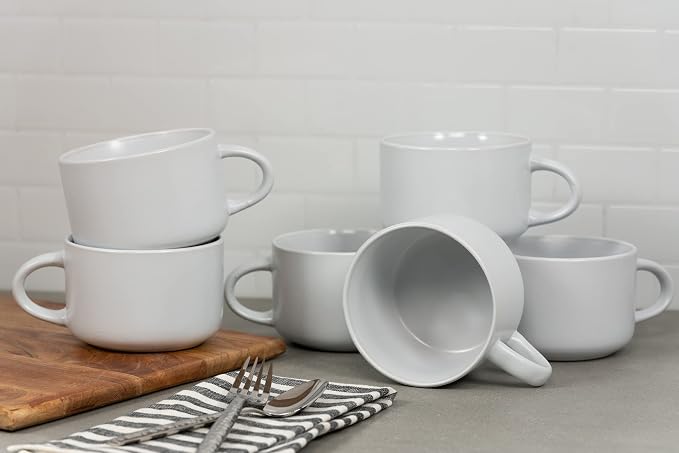 10 Strawberry Street Wazee Matte Oversized Mugs, 6 Count (Pack of 2), WHITE - Image 3