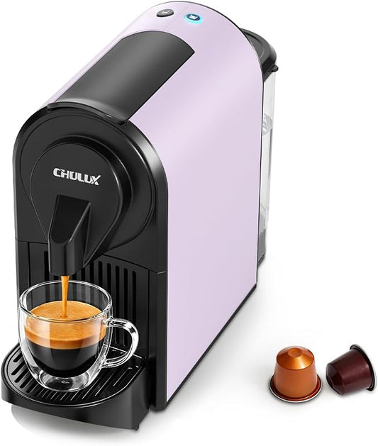 CHULUX Bafè-Pro 20Bar Espresso Coffee Machine for Fast Extraction, Lavender | 1400W Rapid Heating, Espresso Lungo Buttons, Used Capsule Drawer, Auto-Eject System, 24oz Removable Reservoir, Mini Footprint by CHULUX