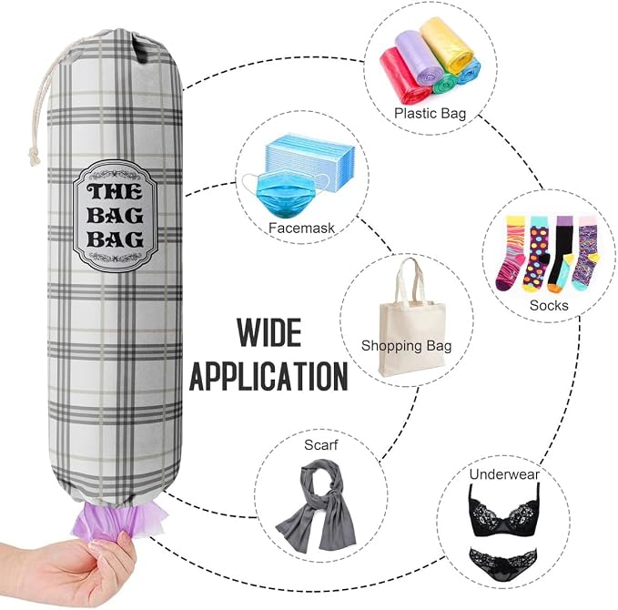 Classic Buffalo Check Plaid Grocery Bags Holder Organizer For Shopping Bags, Wall Mount Plastic Bags Storage Container Dispensers, Kitchen Housewarming Gifts For Women Family Friends Grandma Mom (A-9) - Image 4