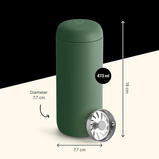 Fellow Carter Move Ceramic Lined Travel Coffee Mug 16 oz - Leak-Proof Lid | No Metallic Taste, Dishwasher Safe, Hot 12Hr Cold 24Hr, Stainless Steel Tumbler, BPA-Free, Fits Cup Holders, Cargo Green - Image 3