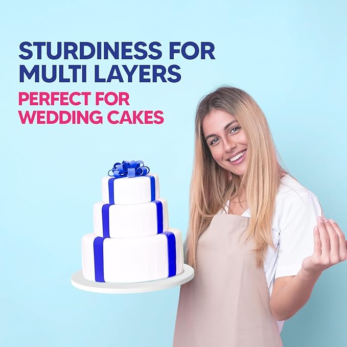 RICCLE Cake Boards - 10 Inch Cake Drums - Smooth-Edged Pack of 12 Cake Drums - Sturdy Cake Boards Round - Bend Resistant Multi-Layered Cake Base for Minimalist Displays
