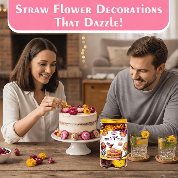 40-50 Pcs Edible Mixed Color Dried Flowers Food Grade Edible Flowers | 1.5 OZ Natural Dreid Flowers for Garnishing Cocktails, Cake Decorations, Drink Botanicals, Tea Infusions and DIY - Image 7
