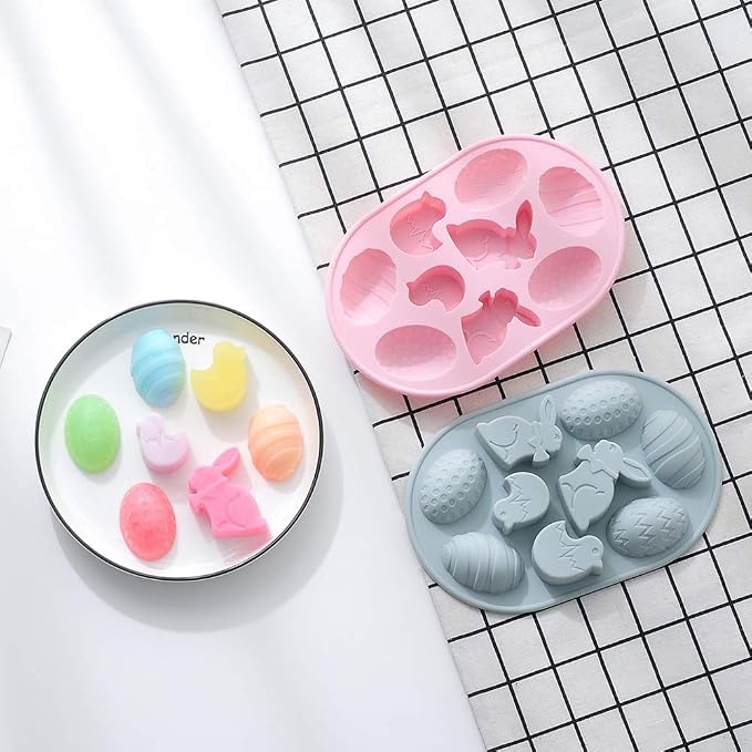 2Pack Easter Rabbit Bunny Egg Silicone Molds, 3D Easter-theme Baking Mould Tray DIY Baking Tool for Chocolate Cake Dessert Candy Mousse Pastry Soap - Image 5