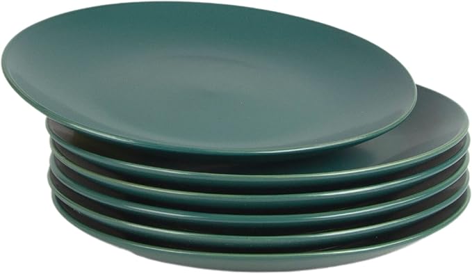 10 Strawberry Street Wazee Matte 8.25" Coupe Salad Plate, Set of 6, Emerald Green - Image 2