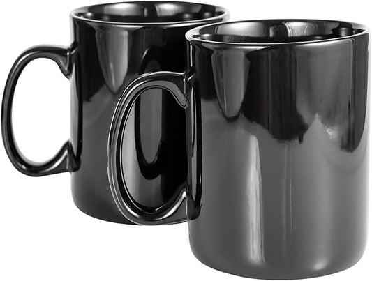 BYCNZB 30oz Super Large Ceramic Coffee Mugs Large Handles Set of 2 (black) by BYCNZB