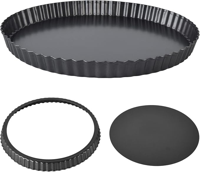 Mingzhe Nonstick Tart Pan with Removable Bottom, Premium Carbon Steel Quiche Pan for Baking Deep Pies and Quiches, Easy Release and Clean, 1 Unit ([Thickened] 13-inch live bottom pie plate) - Image 9