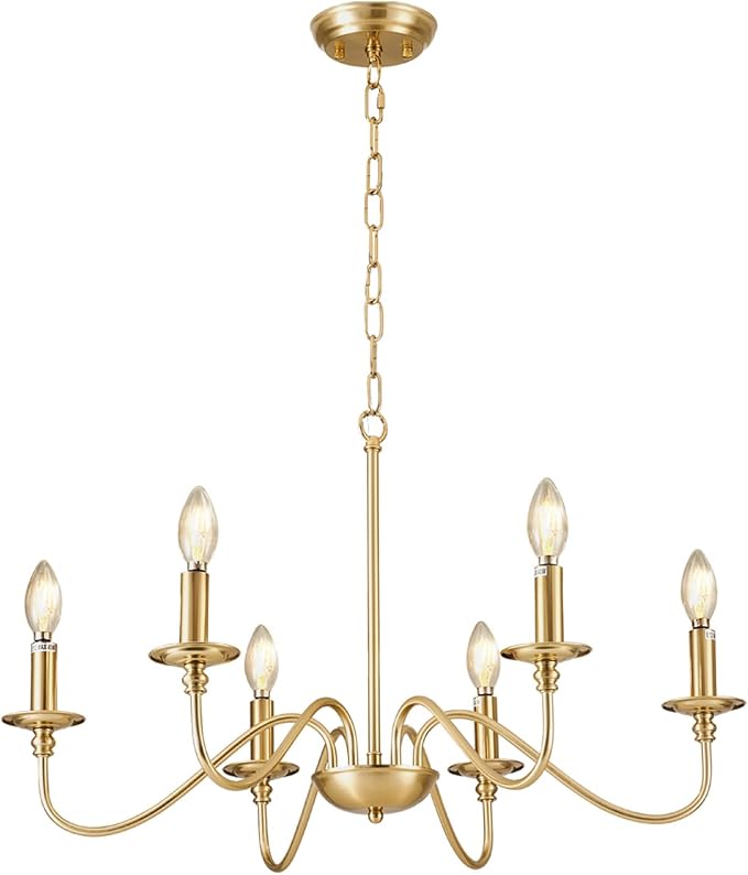 Depuley Gold Chandelier Light Fixture: 6-Light Modern Farmhouse Chandelier for Dining Room Lighting - Industrial Hanging Pendant Lights Kitchen Island - Vintage Iron Candle Chandeliers for Foyer - Image 8
