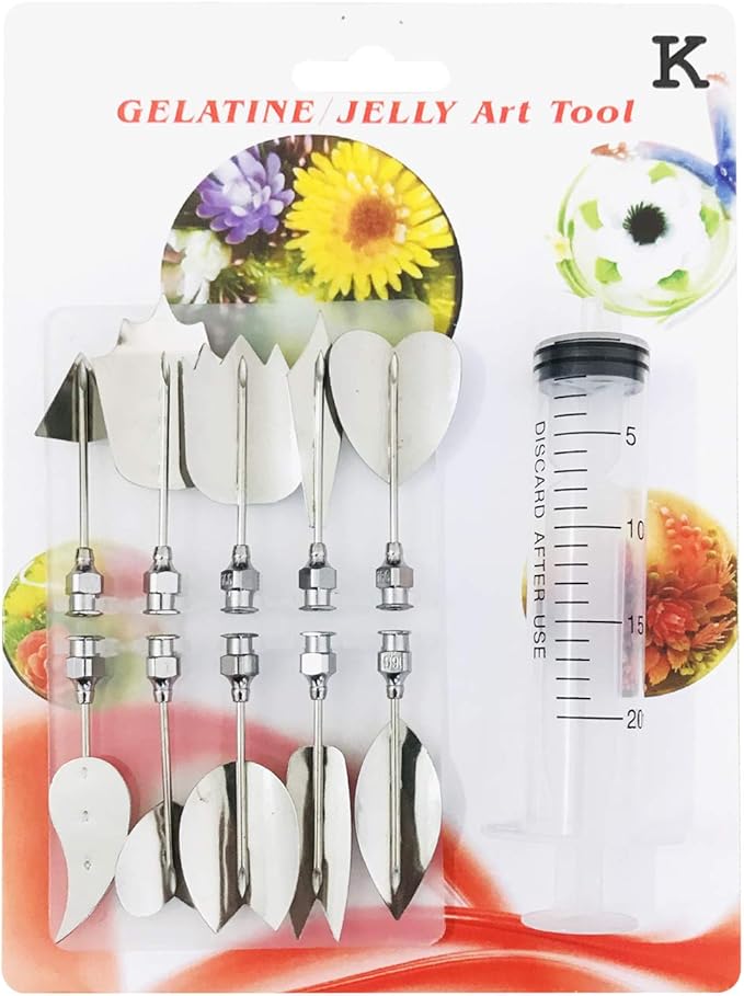Woohome Art Cake Tools, 3D Gelatin Jelly Tools Includes 40 PCS Gelatin Tools and Making Pudding Pastry Nozzles for Cake Decoration, Jelly Cake making, (Style: KLMN)