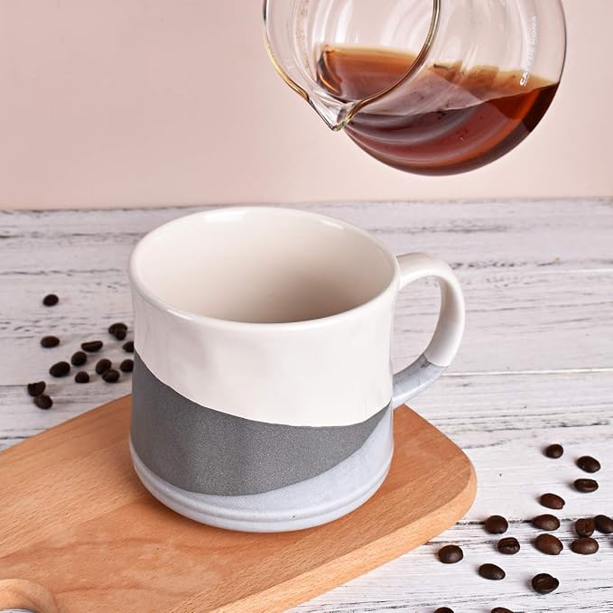 Bosmarlin Large Stoneware Coffee Mug, Big Tea Cup for Office and Home, 21 Oz, Dishwasher and Microwave Safe, 1 PCS (Geometry-Grey) - Image 5