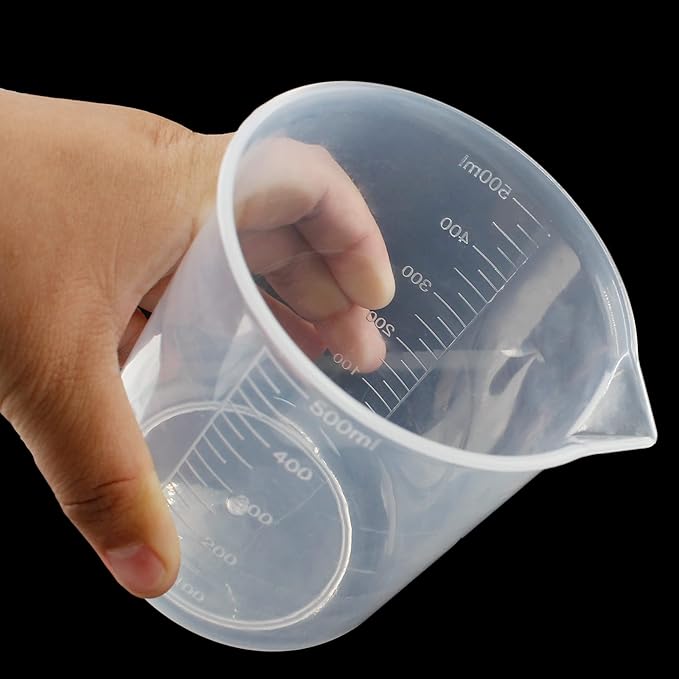 Waziaqoc 500ml/17.1oz Plastic Graduated Beaker (1 Pack), Transparent PP Measuring Cup Mixing Cup for Kitchen Lab