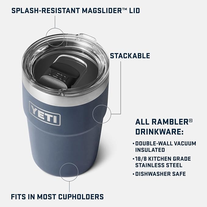 YETI Rambler 16 oz Stackable Tumbler, Vacuum Insulated, Stainless Steel with MagSlider Lid | Stackable - Image 2