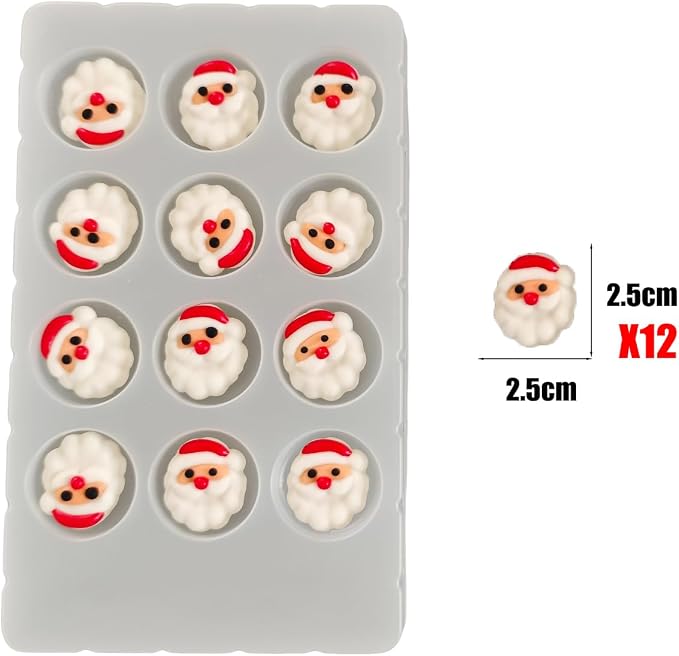 Edible Christmas Themed Sugar 12 pcs Santa Claus cake decorations, cupcake toppers, perfect Icing Cookies decro for Xmas Gingerbread House, Macaron and Cakecicles Decorating - Image 2