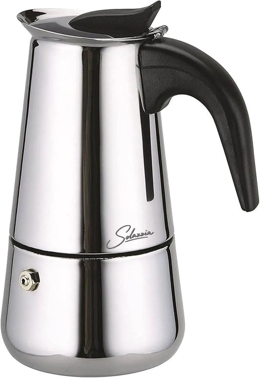 Espresso Maker 6 Cup Moka Pot Stainless Steel Percolator coffee pot, Compatible with Gas, Electric, Ceramic, and Induction stovetops(10 fl oz/300 ml)