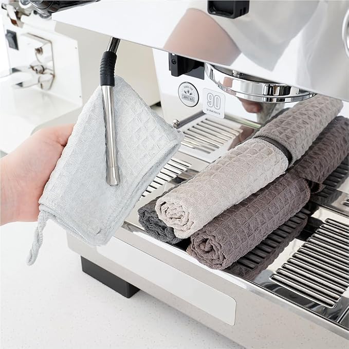 watchget Barista Microfiber Cloths 4 Pack (12"x12") | Professional Cleaning Towels for Espresso Machines, Steam Wands & Countertops Essential Coffee Bar Accessories by watchget