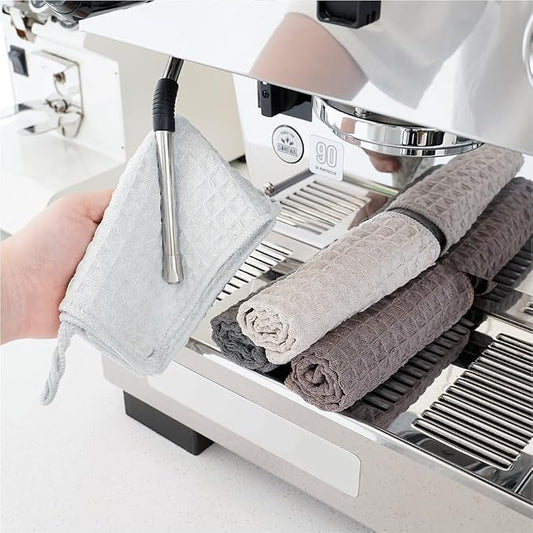 watchget Barista Microfiber Cloths 4 Pack (12"x12") | Professional Cleaning Towels for Espresso Machines, Steam Wands & Countertops Essential Coffee Bar Accessories by watchget