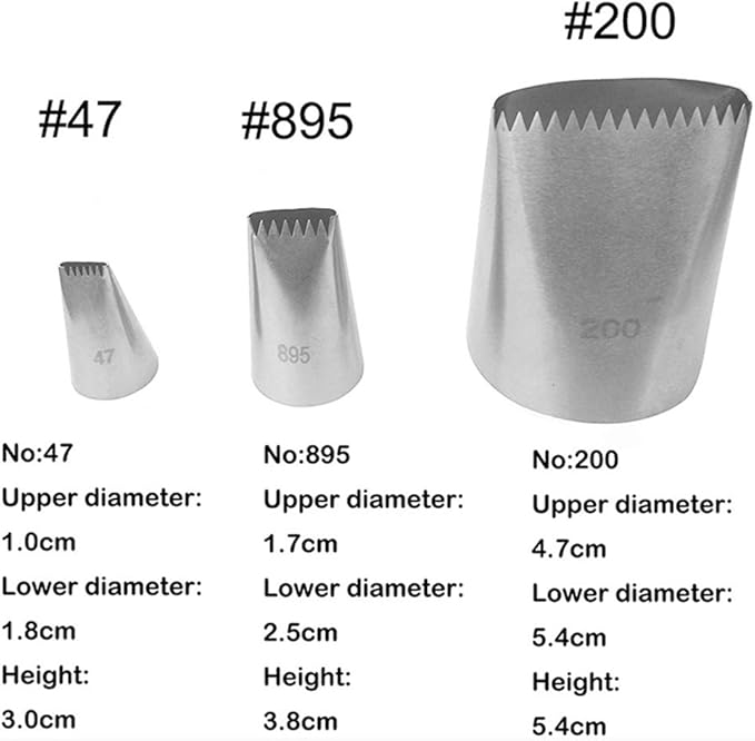FantasyDay 3-piece Stainless Steel Piping Tips Piping Nozzles Cake Cookies Cupcake Icing Decorating Supplies Decorating Kits Frosting Icing Tips Baking Set Tools (Pattern Chart) #1