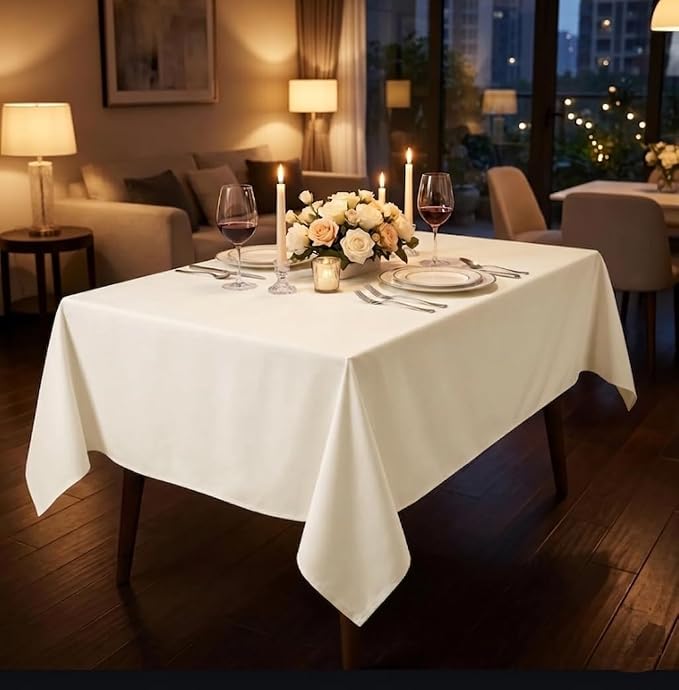 Urban Villa Tablecloth Cotton Tabletop 60x102 (8-10 Seats) Ivory - Image 8