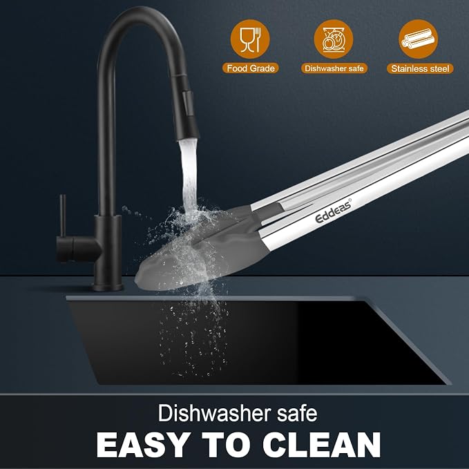 Tongs For Cooking - Silicone Metal Kitchen Tong 7" 9" & 12" Grey | 600°F Heat Resistant Silicone Tong, All Metal handle Locking Tongs with Silicone Tips, Heavy Duty Stainless steel - Image 7