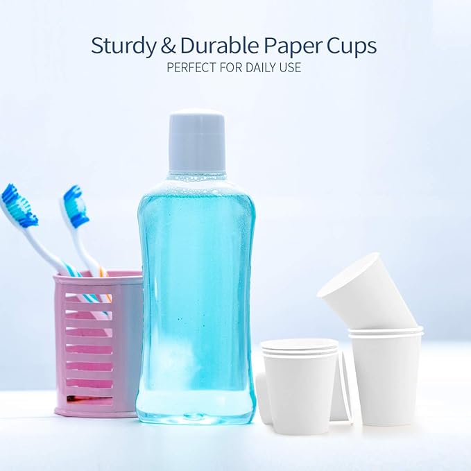 Turbo Bee 300Pack 4oz Disposable Paper Cups,Hot/Cold Beverage Drinking Cup，Small Paper Cups for Bathroom and Mouthwash…