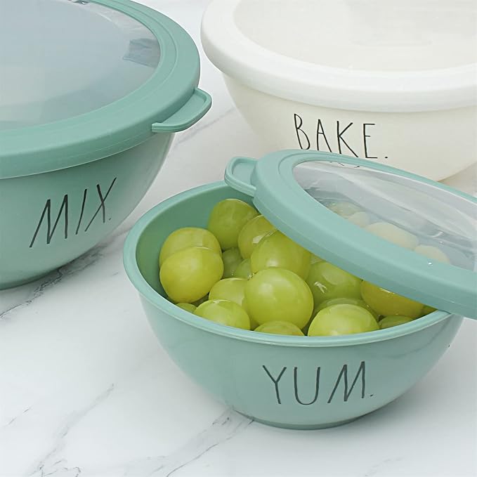 Rae Dunn Mixing Bowls with Lids - 10 Piece Plastic Nesting Bowls Set includes 5 Prep Bowls and 5 Lids (Sage) - Image 6