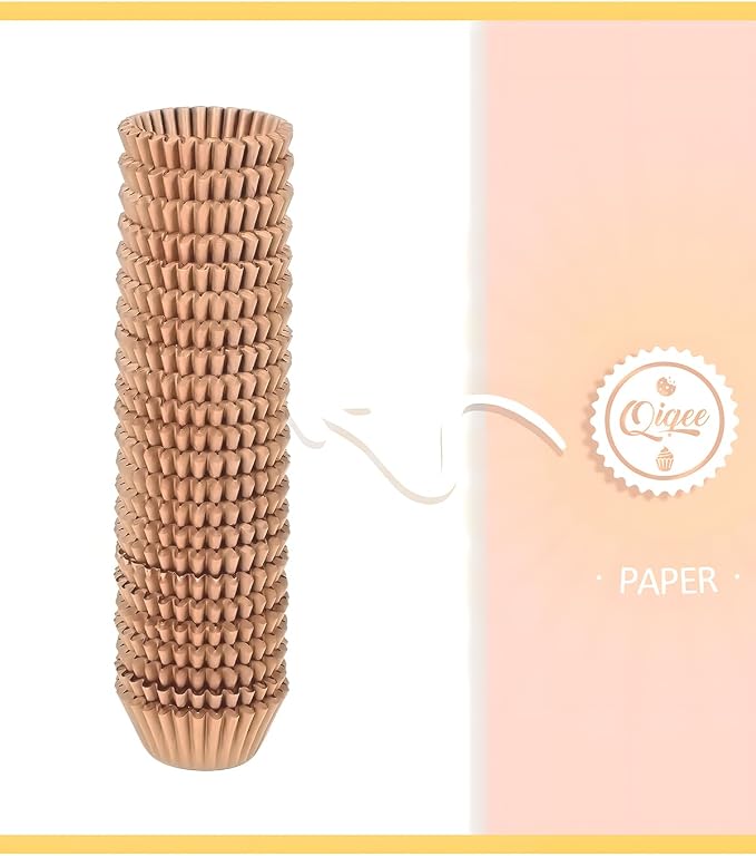 qiqee 600 Count Mini Cupcake Liners Natural Muffin Liners Food Grade Brown Baking Cups Paper No Smells（Small Size） - Image 7