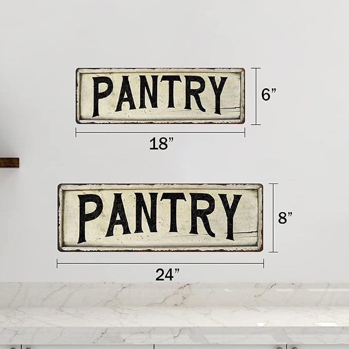 PANTRY Sign Farmhouse Signs Wall Decor Art Country Decorations Rustic Vintage Home Tin Plaque Kitchen Gift 8 x 24 Matte Finish Metal 108240028237 - Image 3