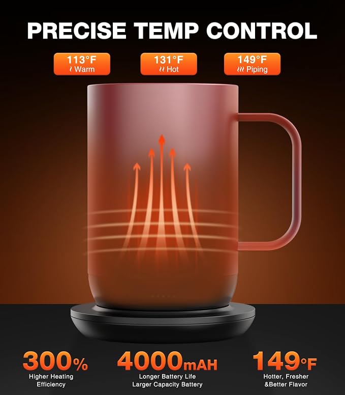 Kepwam Self-Heating Coffee Mug T1, 16oz Rechargeable Heated Coffee Mug, Smart Coffee Warmer Mug with App-Controlled,Advanced Temperature-Controlled Heating Coffee Gifts for Women Men Coffee Lover - Image 2