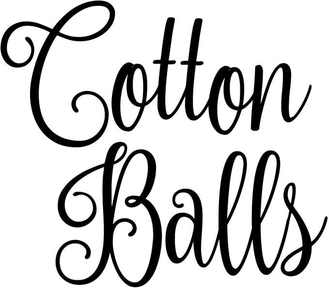 Cotton Balls 4.5w x 4h Label | Bathroom Organization | Die Cut Vinyl Decal | Black Fancy Font (Sticker Only) by MinglewoodTrading