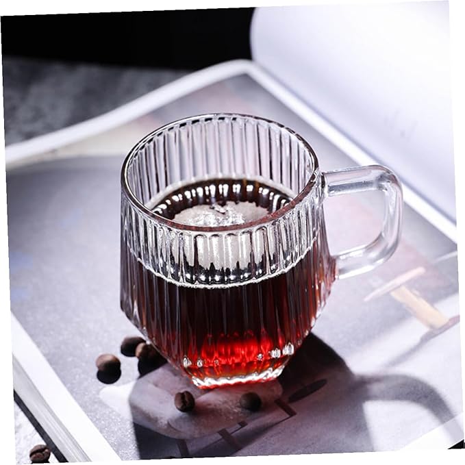 COHEALI 6pcs Clear Glass Coffee Mugs with Handles Transparent Tea Cups Heat Resistant Microwave Safe for Hot Cold Beverages Coffee Latte Espresso Cappuccino
